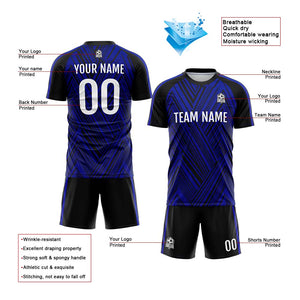 Conjunto personalizado de uniforme de fútbol para niños y adultos: camiseta azul marino y negra