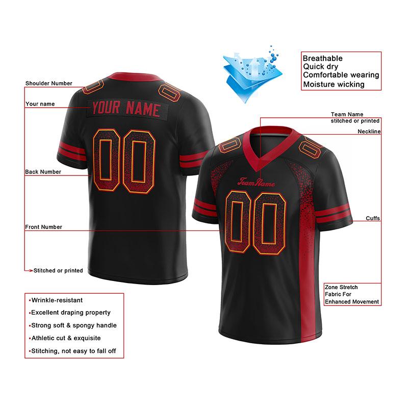 custom authentic drift fashion football jersey yellow-red mesh