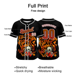 Camiseta de béisbol negra personalizada con botones para hombre mujer adulto y joven Nombre número y logotipo impresos