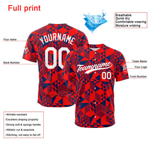 Camiseta de béisbol roja con dise?o personalizado estampado a todo color