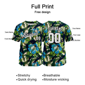 Camiseta de béisbol con dise?o personalizado estampado a todo color verde azul y negro
