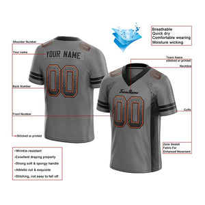 team custom authentic drift fashion football jersey gray-black mesh