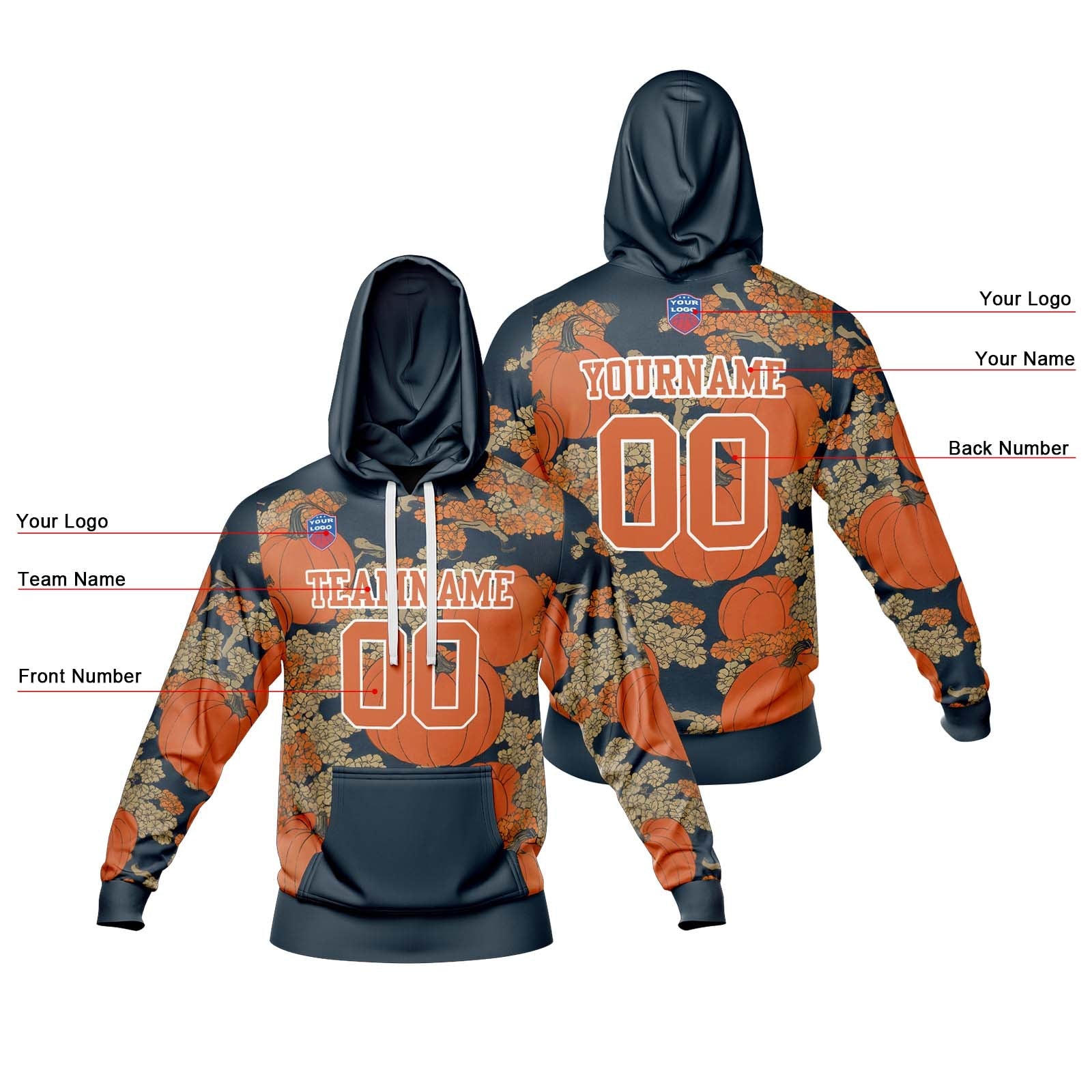 Sudadera con capucha degradada personalizada para hombre-mujer-niña o niño Imprime tu logotipo-nombre y número