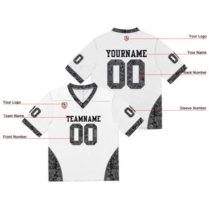 Camiseta de fútbol personalizada con nombre y número del equipo impresos y bordados-color blanco y negro