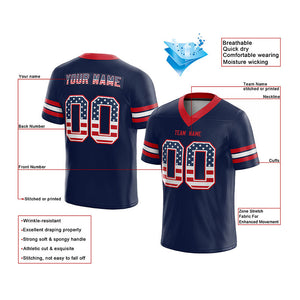 custom authentic football jersey navy-red-white mesh size 7x