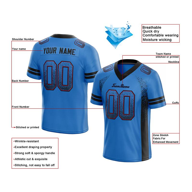 custom authentic drift fashion football jersey black-light blue mesh