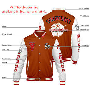 Chaquetas universitarias personalizadas en color naranja mate y blanco para hombres & mujeres y jóvenes & Chaquetas Letterman personalizadas
