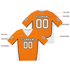 Camiseta de fútbol personalizada con nombre y número del equipo impresos y bordados-color naranja
