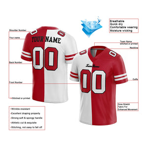 custom authentic split fashion football jersey red-white mesh