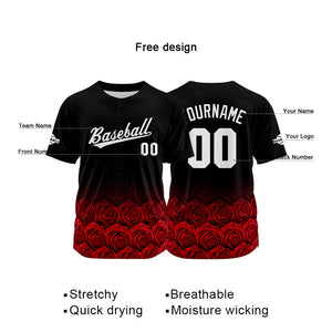 Camiseta de béisbol con dise?o personalizado estampado a todo color rosa