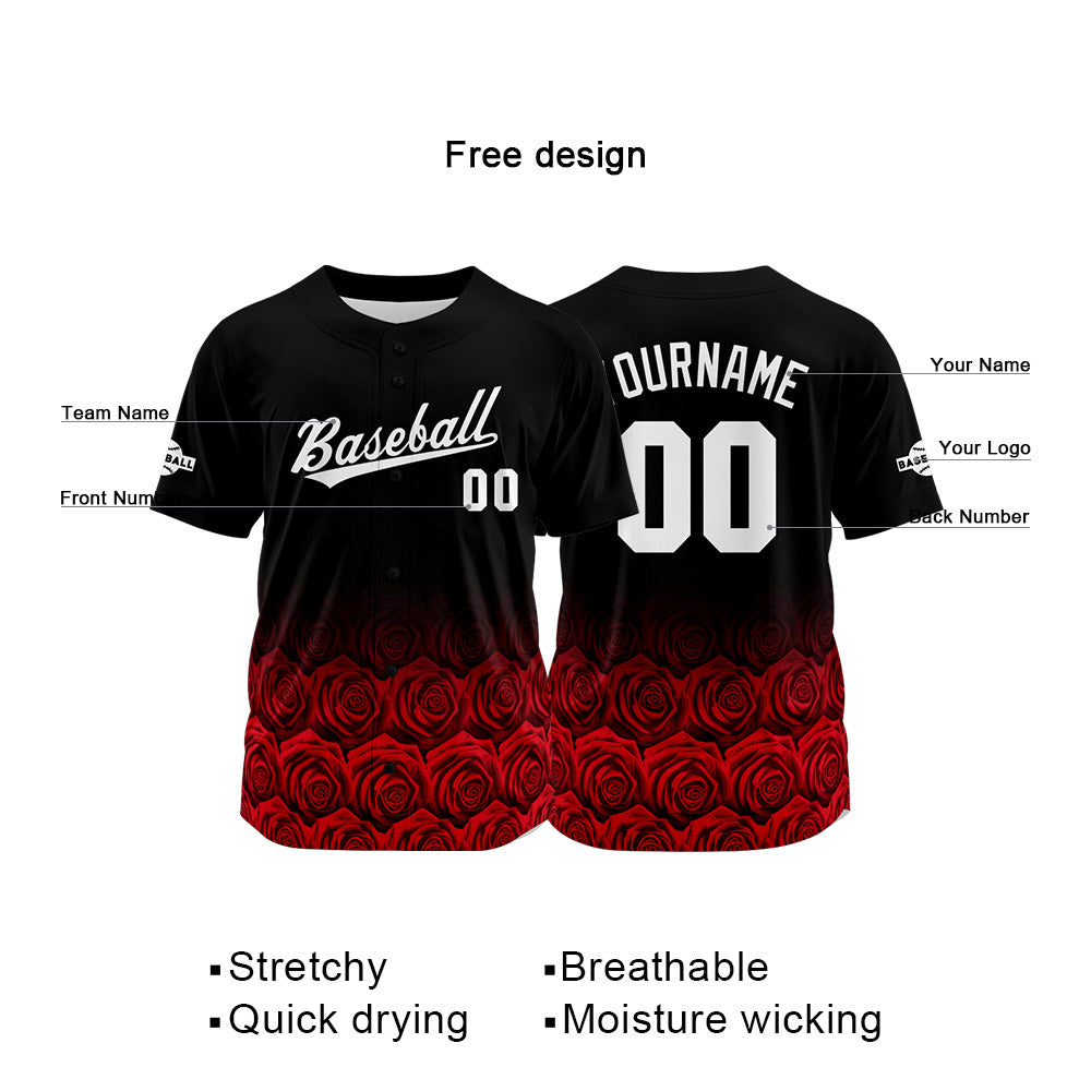 Camiseta de béisbol con dise?o personalizado estampado a todo color rosa