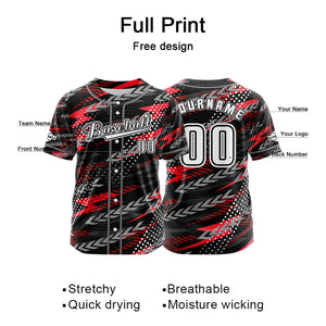 Camiseta de béisbol negra personalizada con botones para hombre mujer adulto y joven Nombre número y logotipo impresos