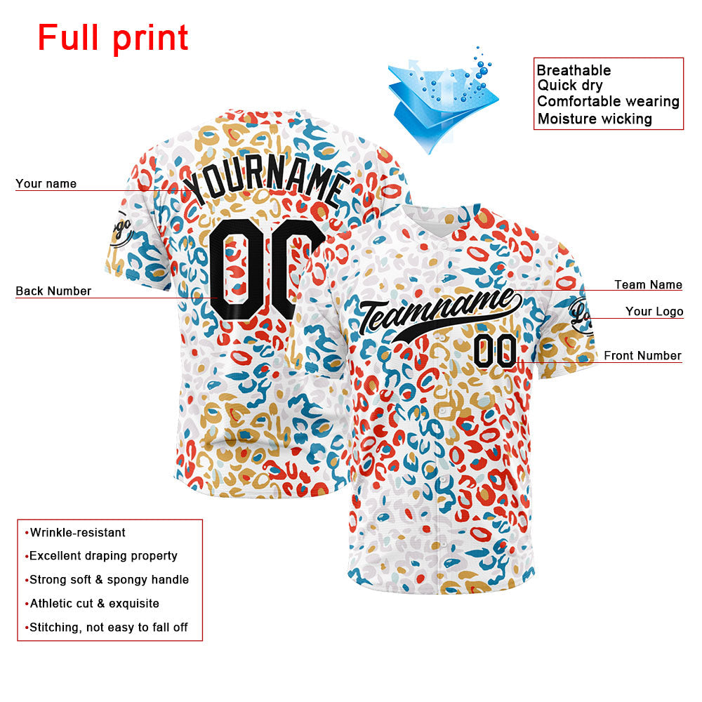 Dise?o personalizado de camiseta de béisbol con estampado de leopardo
