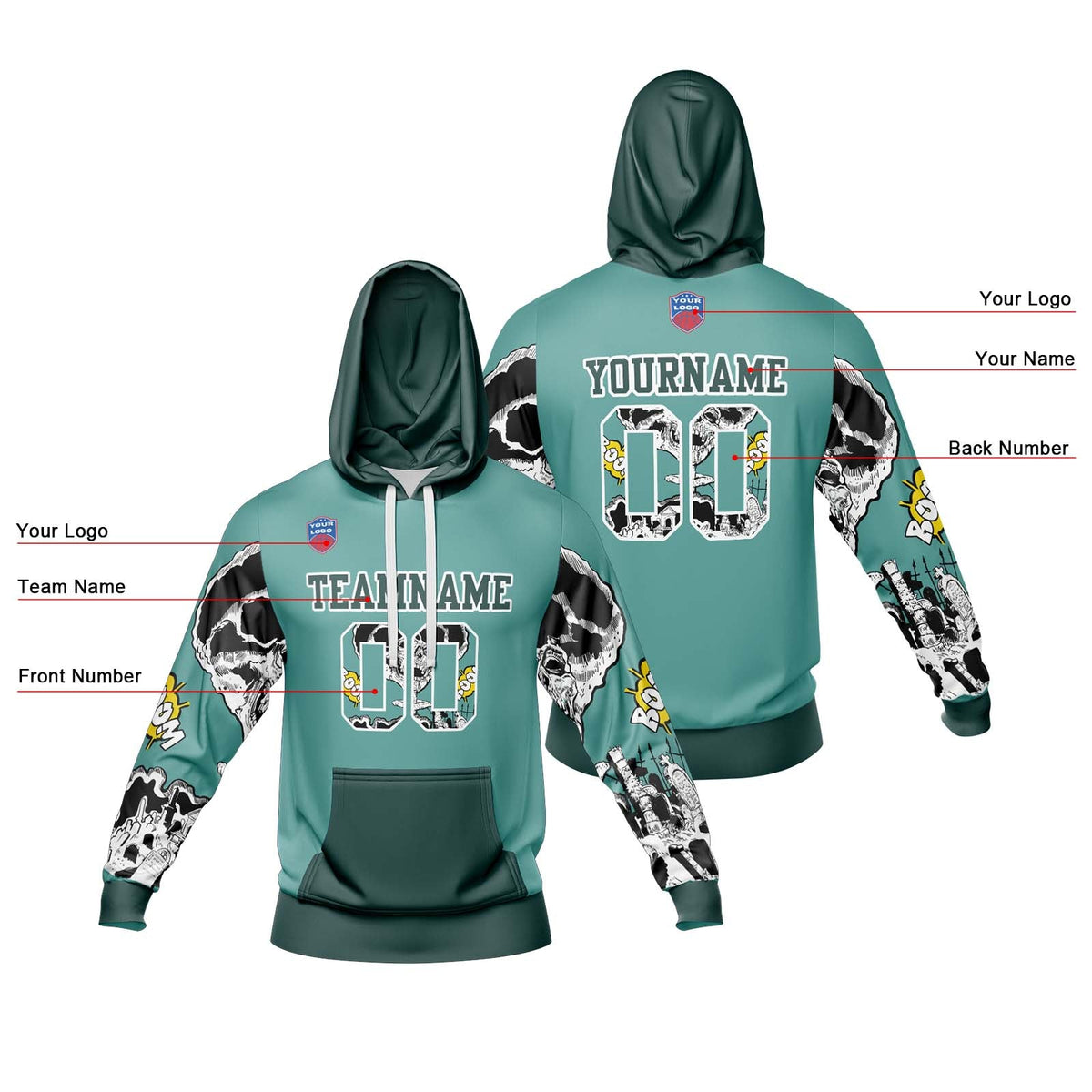 Sudadera con capucha degradada personalizada para hombre-mujer-niña o niño Imprime tu logotipo-nombre y número