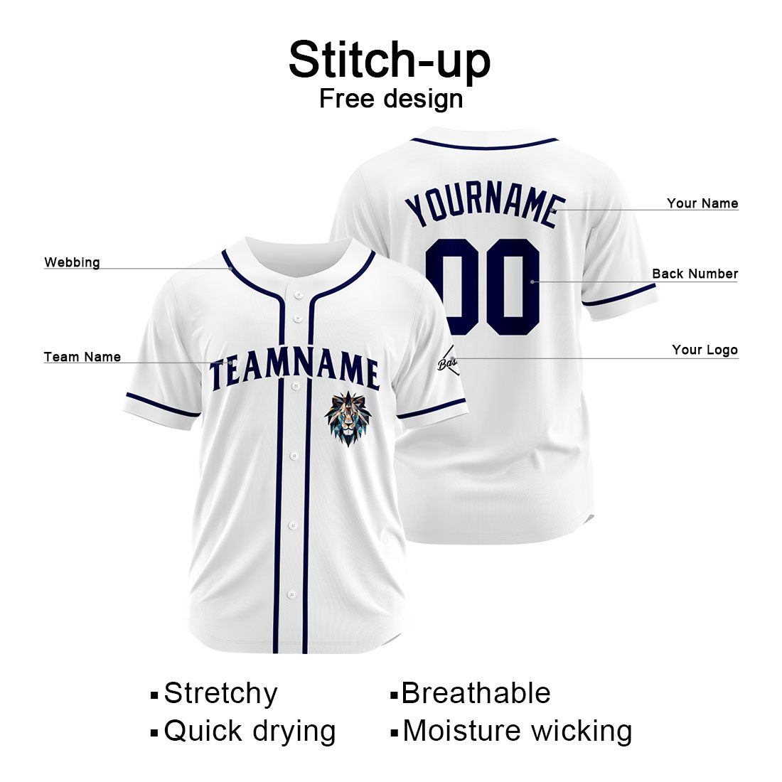 Uniformes de béisbol personalizados de alta calidad para adultos y niños & optimizados para el rendimiento & color blanco