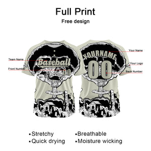 Camiseta de béisbol beige personalizada con nombre número y logotipo personalizados