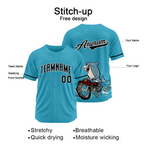 Uniformes de béisbol personalizados Motor Shark - Azul claro de alta calidad para niños y adultos & optimizados para el rendimiento