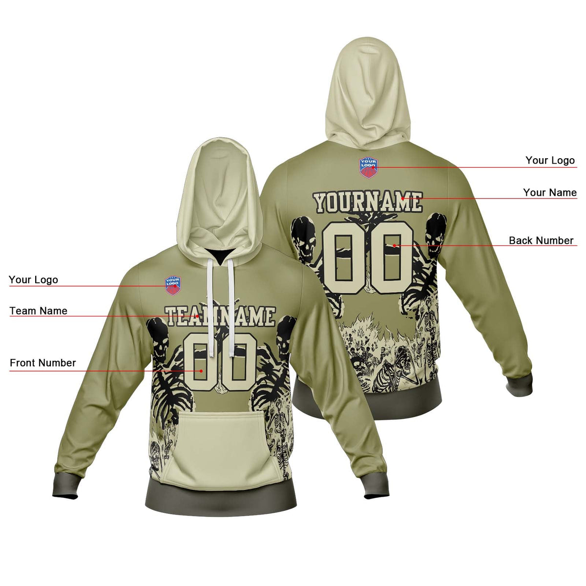 Sudadera con capucha degradada personalizada para hombre-mujer-niña o niño Imprime tu logotipo-nombre y número
