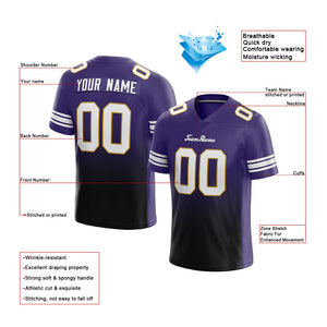 custom authentic gradient fashion football jersey purple-black-white mesh