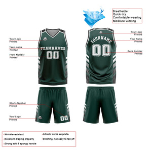 Uniforme de baloncesto personalizado verde y blanco con tu logotipo-nombre y número impresos