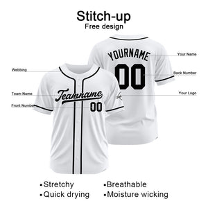 Camiseta de béisbol personalizada con diseño bordado & estilo hip hop & color blanco y negro