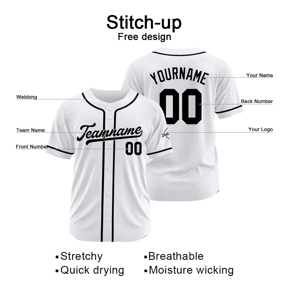 Camiseta de béisbol personalizada con diseño bordado & estilo hip hop & color blanco y negro