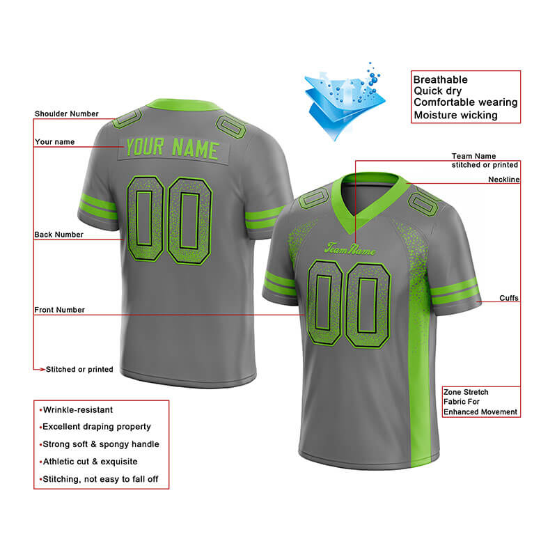custom authentic drift fashion football jersey yellow-purple mesh