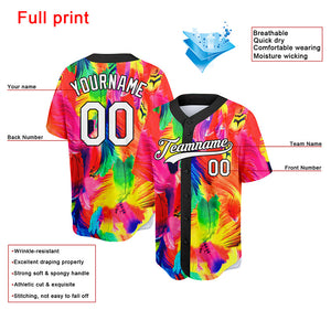 custom full print design authentic colorful feather baseball jersey
