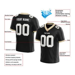 customized  authentic football jersey black-white-gold mesh