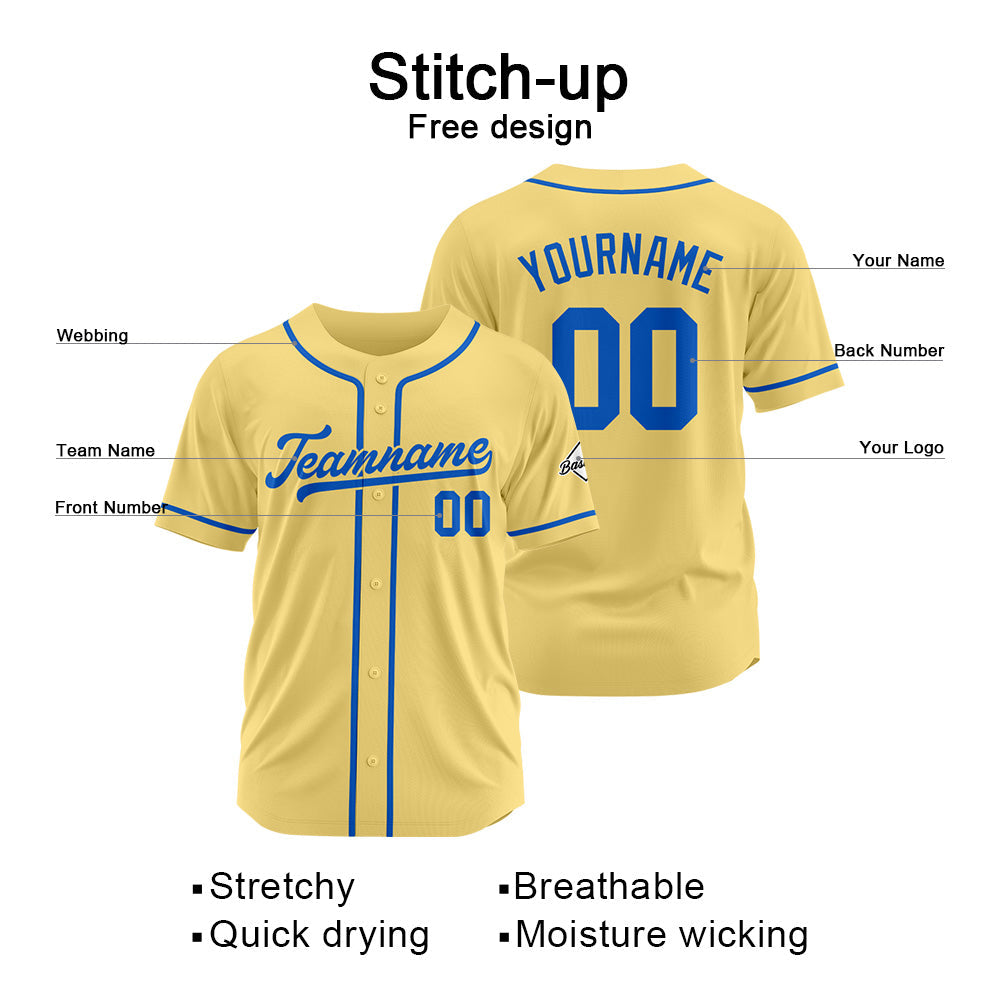 Camiseta de béisbol personalizada con diseño bordado & estilo hip hop & color oro y azul marino