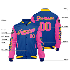 Chaquetas universitarias personalizadas de color rosa real para hombres & mujeres y jóvenes & Chaquetas Letterman personalizadas