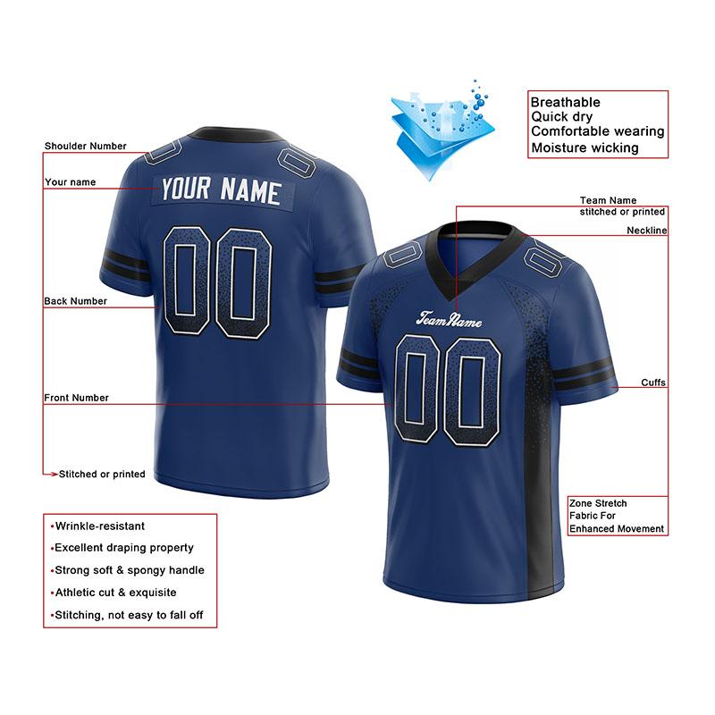 custom authentic drift fashion football jersey royal-black mesh