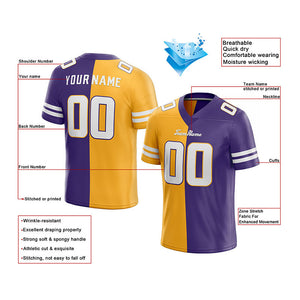 custom authentic split fashion football jersey purple-yellow-white mesh