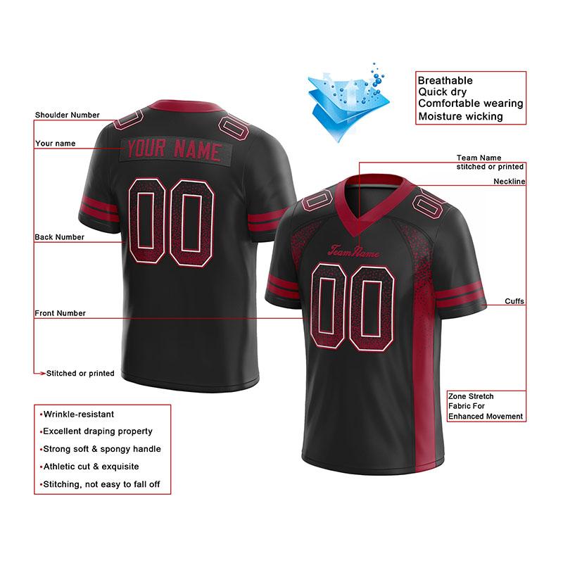 custom authentic drift fashion football jersey black-red mesh