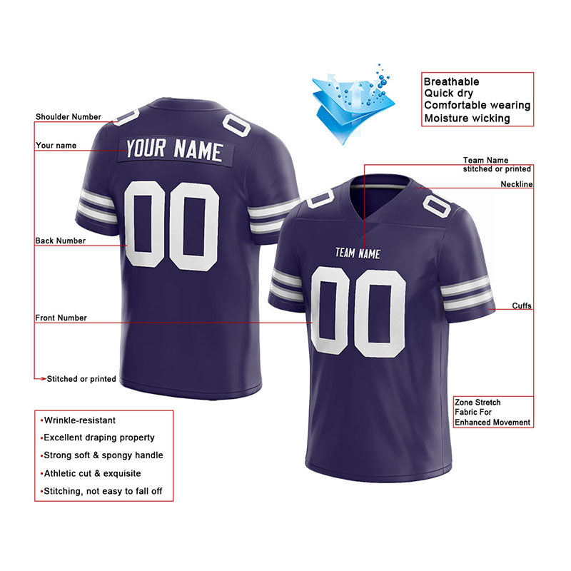 customized  authentic football jersey pruple-white