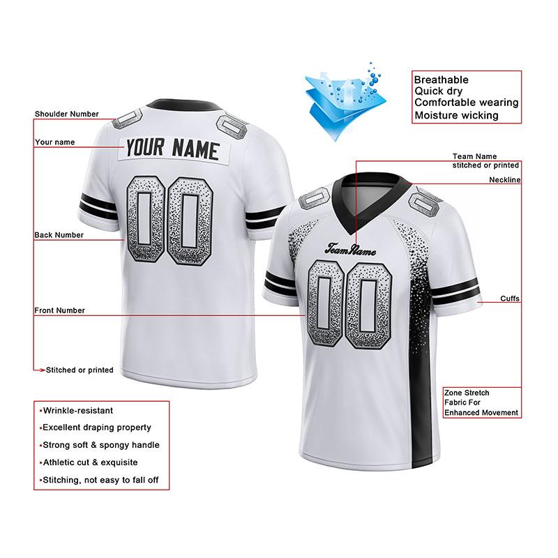 custom authentic drift fashion football jersey white-black mesh