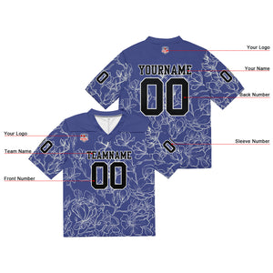 Camiseta de fútbol personalizada con nombre y número del equipo bordados-color gris y morado