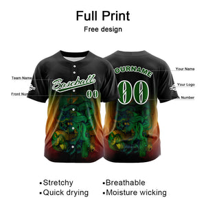 Camiseta de béisbol negra personalizada con botones para hombre mujer adulto y joven Nombre número y logotipo impresos
