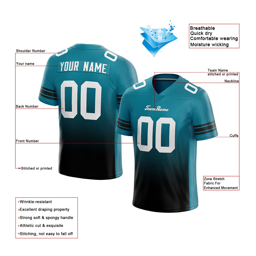 custom authentic drift fashion football jersey teal-black