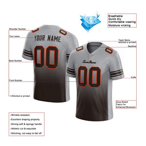 custom authentic gradient fashion football jersey gray-brown-orange