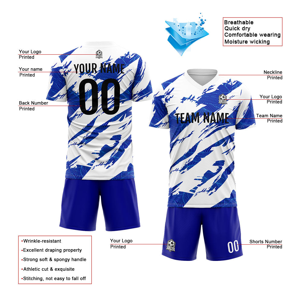 Uniforme de fútbol personalizado para niños y adultos & camiseta & conjunto personalizado & color azul marino y blanco