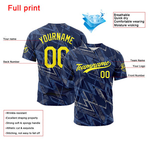 Camiseta de béisbol con dise?o personalizado estampado completo azul marino y gris