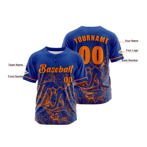 Camiseta de béisbol azul oscuro personalizada con botones para hombre mujer adulto y joven Nombre número y logotipo impresos