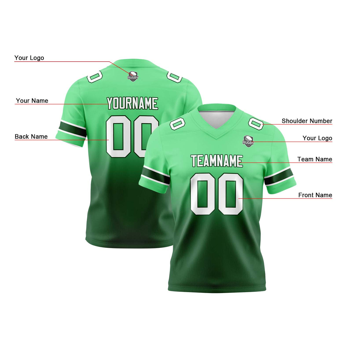 Camisetas de fútbol personalizadas con degradado-nombre-número y logotipo para adultos-niños y equipos