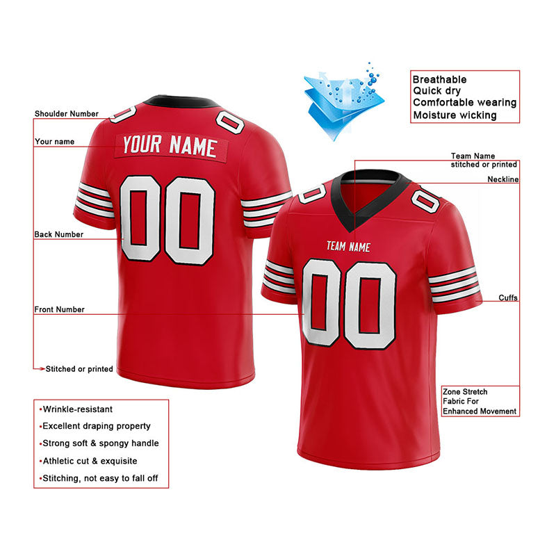 customized  authentic football jersey red-white-black