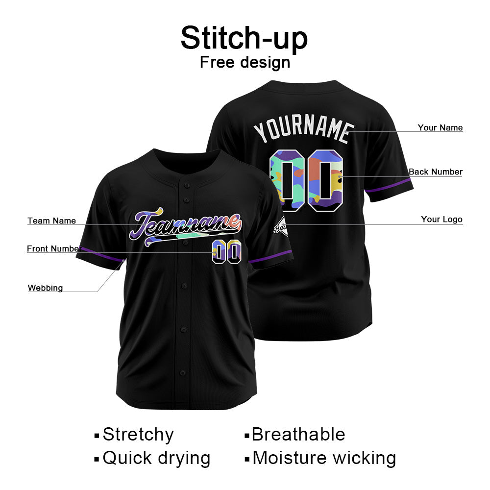 Camisetas de béisbol negras personalizadas con diseño bordado y estilo hip hop