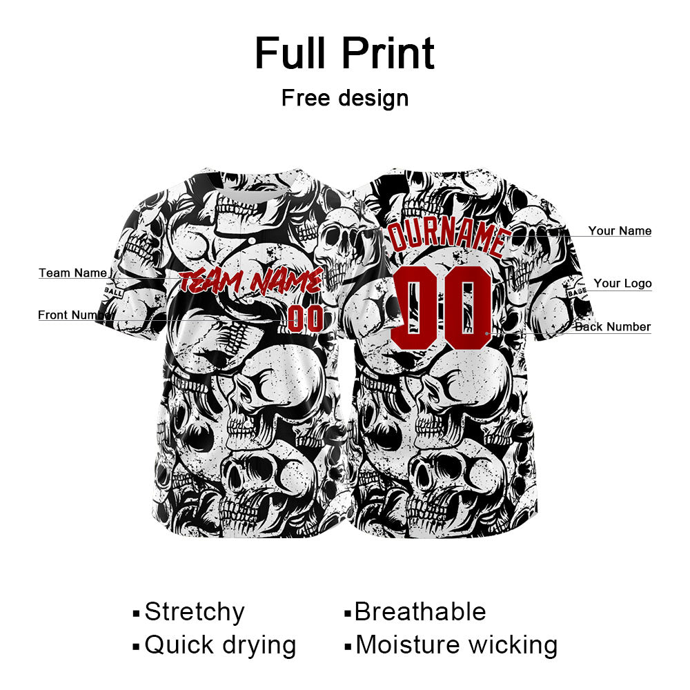 Camiseta de béisbol personalizada para hombres mujeres ni?os y jóvenes equipos con costuras y estampado en blanco y negro