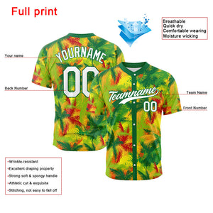 Dise?o personalizado de camiseta de béisbol con estampado completo de palmeras tropicales
