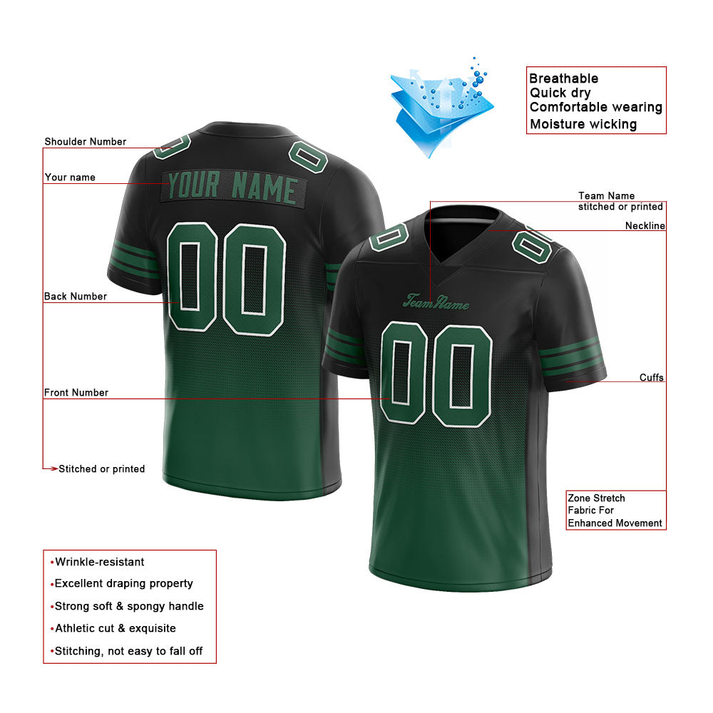 custom authentic gradient fashion football jersey green-black