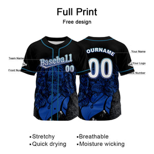 Camiseta de béisbol negra personalizada con nombre número y logotipo personalizados
